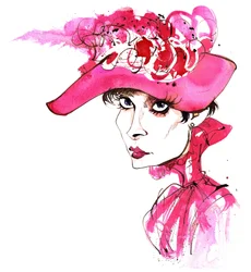 Audrey Hepburn, actriz nacida en Bélgica (1929-93) nacida Eda Van Heemstra; caricaturizada como Eliza Doolittle de My Fair Lady (película de 1964 dirigida por George Cukor); caricatura